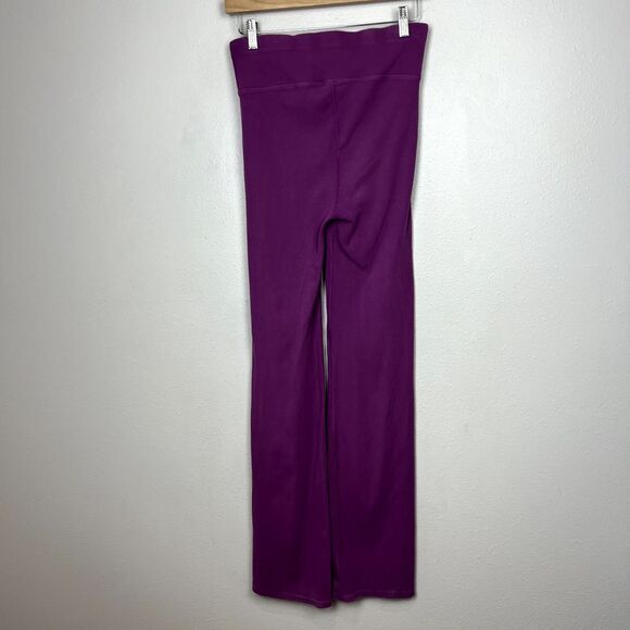 Pact Ribbed Wide Leg Leggings Size M Yoga Pants Bootcut Organic Cotton Purple - Picture 6 of 8